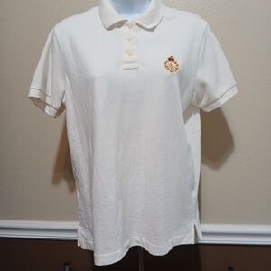 Lauren Ralph Lauren Petite Womens Ivory Off-White PS Golf Polo Shirt Crown Logo